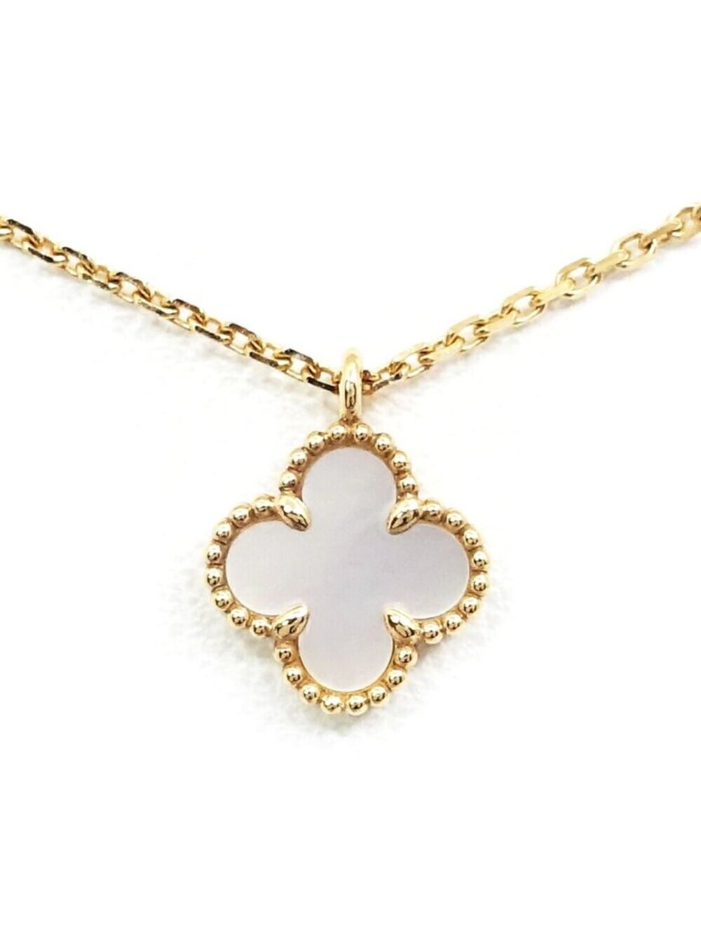 Van Cleef & Arpels 18k Yellow Gold Sweet Alhambra Necklace White Shell Butterfly